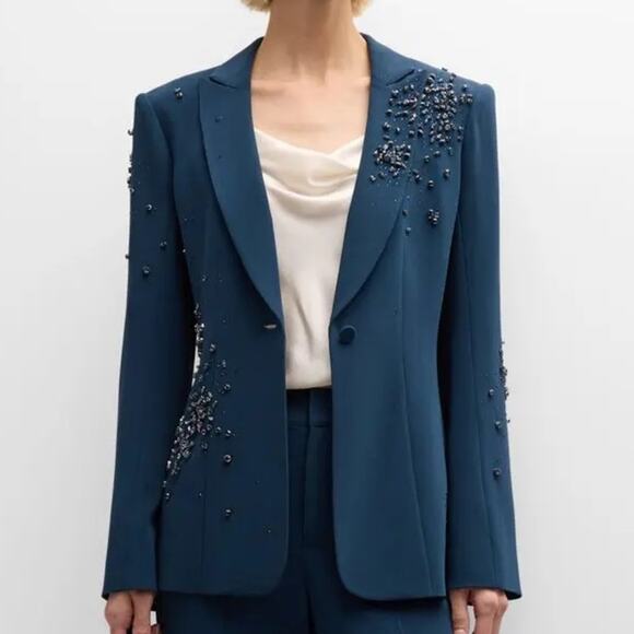 $695 Cinq á Sept Cheyenne Rhinestone Embellished Blazer - Picture 3 of 15
